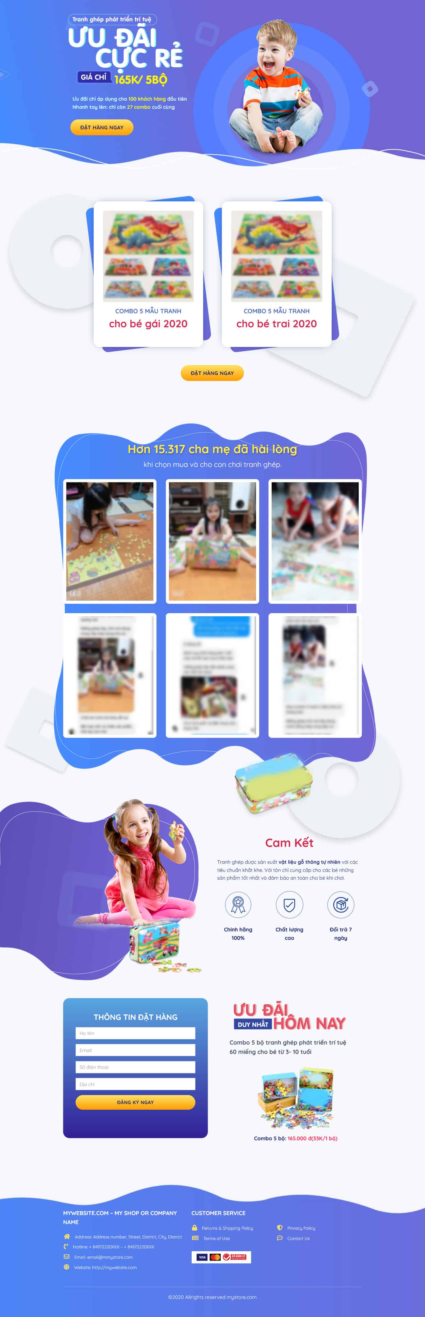 Theme WP Landing Page Đồ Chơi Xếp Hình 1 Giá Rẻ | Giao Diện Đẹp | Tối Ưu SEO