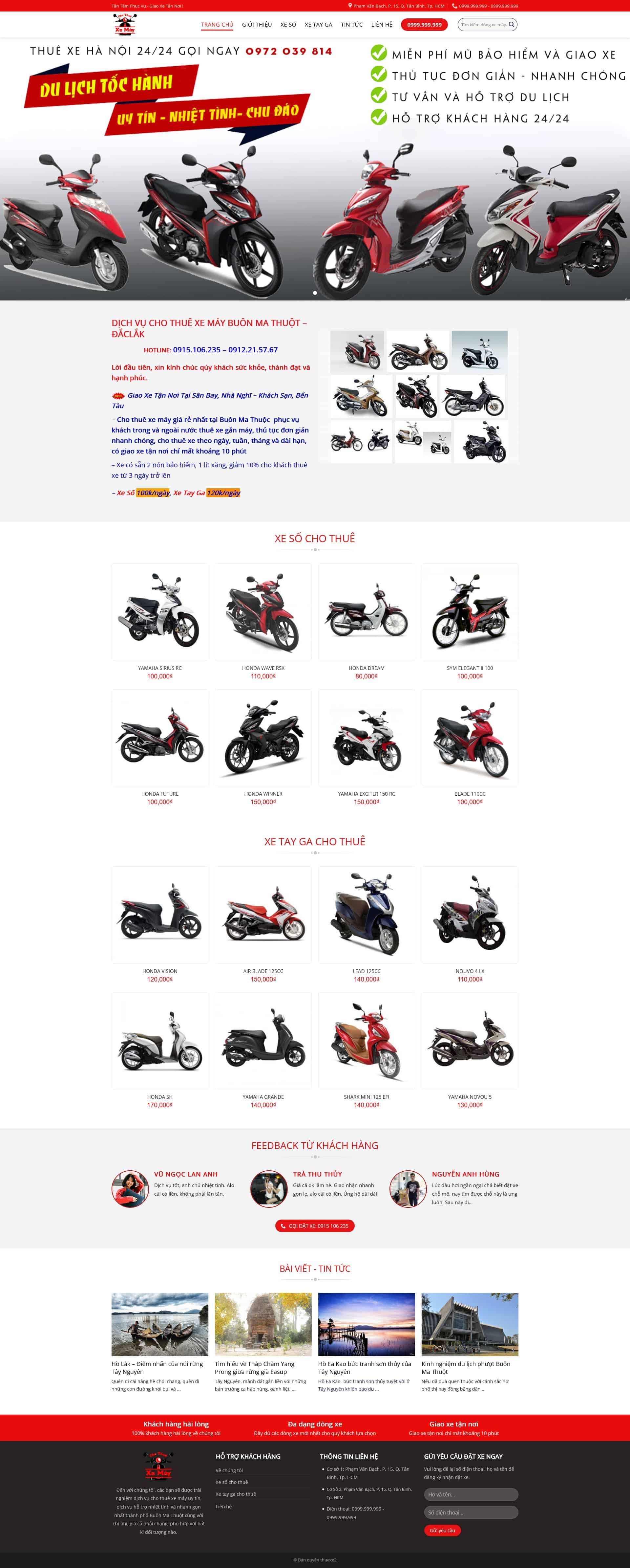 Theme WP Cho Thuê Xe Máy Pro Giá rẻ | Di động thân thiện | Tối ưu SEO
